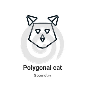 Polygonal cat outline vector icon. Thin line black polygonal cat icon, flat vector simple element illustration from editable