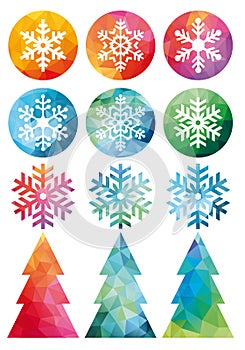 Polygonal Christmas set, vector