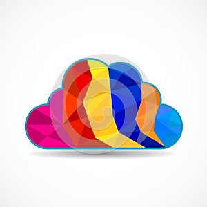 Polygonal cloud isolated on white background