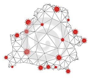 Polygonal 2D Mesh Vector Belarus Map with Coronavirus