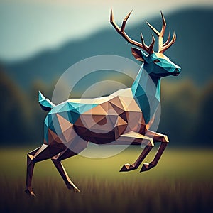 A polygonal 3D rendering of a