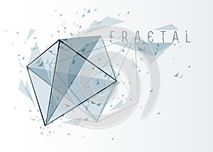 Polygonal elements vector abstract background, low poly 3D object, connected lines in perspective fractal design element, mesh