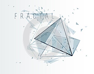Polygonal elements vector abstract background, low poly 3D object, connected lines in perspective fractal design element, mesh