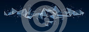 Polygonal elements vector abstract background, low poly 3D object, connected lines in perspective fractal design element, mesh