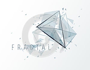 Polygonal elements vector abstract background, low poly 3D object, connected lines in perspective fractal design element, mesh