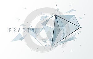 Polygonal elements vector abstract background, low poly 3D object, connected lines in perspective fractal design element, mesh