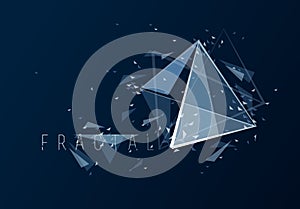 Polygonal elements vector abstract background, low poly 3D object, connected lines in perspective fractal design element, mesh