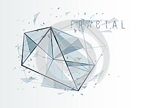 Polygonal elements vector abstract background, low poly 3D object, connected lines in perspective fractal design element, mesh