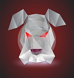 Polygonal Evil Dog. Low Poly Dog Face