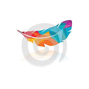 Polygonal feather vector design, colorful bird feather logo