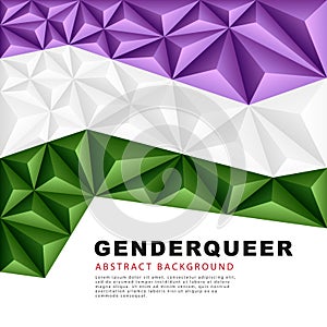 Polygonal flag of genderqueer pride. Abstract background in the form of colorful purple, white and green pyramids. Sexual photo