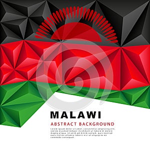Polygonal flag of Malawi. Vector illustration. Abstract background in the form of colorful black, red and green stripes