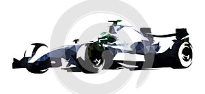 Polygonal formula racing car, abstract vector illustration