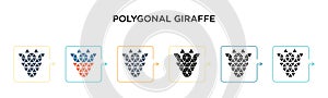 Polygonal giraffe vector icon in 6 different modern styles. Black, two colored polygonal giraffe icons designed in filled, outline