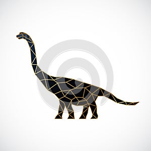 Polygonal golden Brachiosaurus emblem.