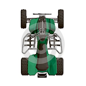 Polygonal green ATV isolated on a white background. View from above. 3D. Vector illustration