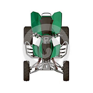 Polygonal green ATV isolated on a white background. View isometric. 3D. Vector illustration