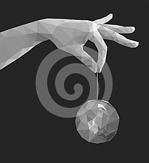 Polygonal hand pinch fingers together monochrome earth America