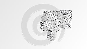 Polygonal hand with thumb down. Business communication, dislike, rejection concept. Abstract, digital, wireframe, low