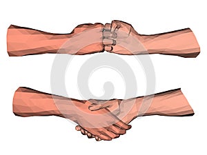 Polygonal handshake low poly art