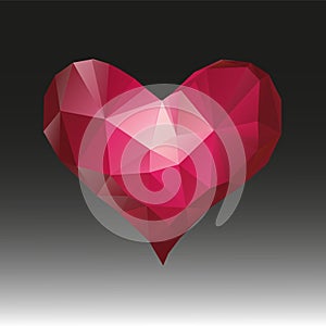 Polygonal heart.Geometrical symbol.Abstract polygonal heart illustration on black background