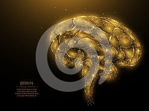 Polygonal human brain vector illustration on dark background