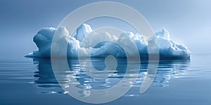 Polygonal iceberg image with reflections in the water. Digital artwork. AIG49.