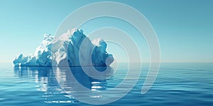 Polygonal iceberg image with reflections in the water. Digital artwork. AIG49.