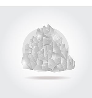 Polygonal iceberg in the sea. Low poly design. Polygon background. Grey and blue iceberg up and under the water