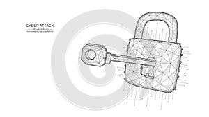 Polygonal illustration of a key and lock