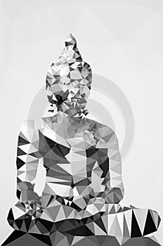 Polygonal illustration of statue of budha