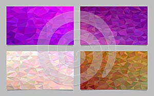 Polygonal irregular triangle tile mosaic card background set - modern vector mosaic designs from colored triangles