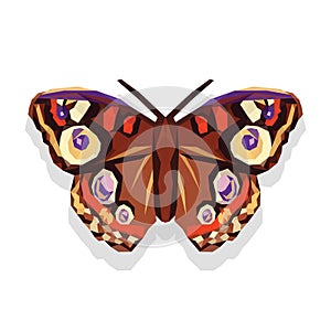 Polygonal and large beautiful butterfly on a white background