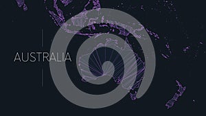 Polygonal map of the Australian continent with nodes linked by lines, vector global network concept poster, abstract illustration