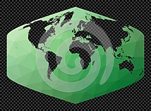 Polygonal map of the world on transparent.