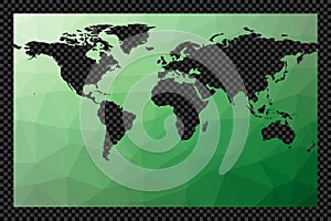 Polygonal map of the world on transparent.