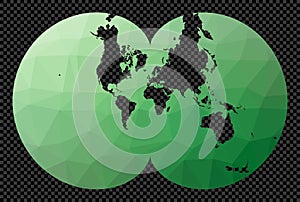 Polygonal map of the world on transparent. photo