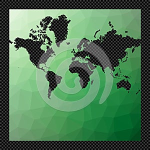 Polygonal map of the world on transparent.