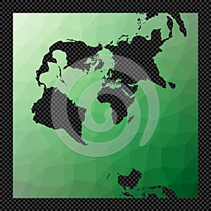 Polygonal map of the world on transparent.