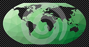 Polygonal map of the world on transparent.