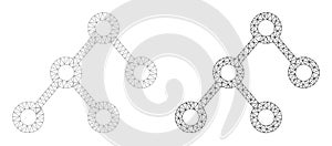 Mesh Binary Connections Icon Variants in Polygonal Flat Vector Style