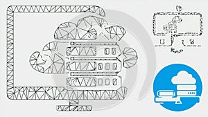 Polygonal Mesh Cloud Computing and Server Icon
