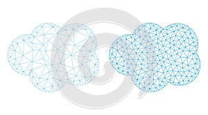 Mesh Cloud Icon Versions in Polygonal Flat Vector Style
