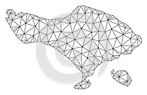 Polygonal Carcass Mesh Vector Map of Bali Island