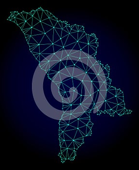 Polygonal Wire Frame Mesh Vector Map of Moldova