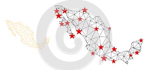 Polygonal 2D Mesh Vector Mexico Map with Stars