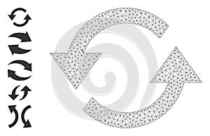 Polygonal Mesh Refresh Arrows Icon with Simple Symbols