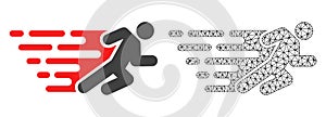 Vector Carcass Mesh Running Man and Flat Icon