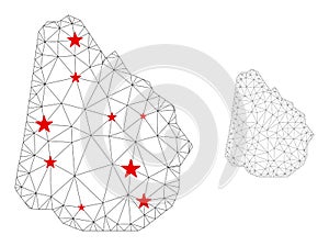 Polygonal Wire Frame Mesh Vector Uruguay Map with Stars