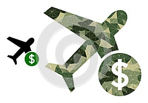 Polygonal Mosaic Airflight Price Icon in Camo Military Colors